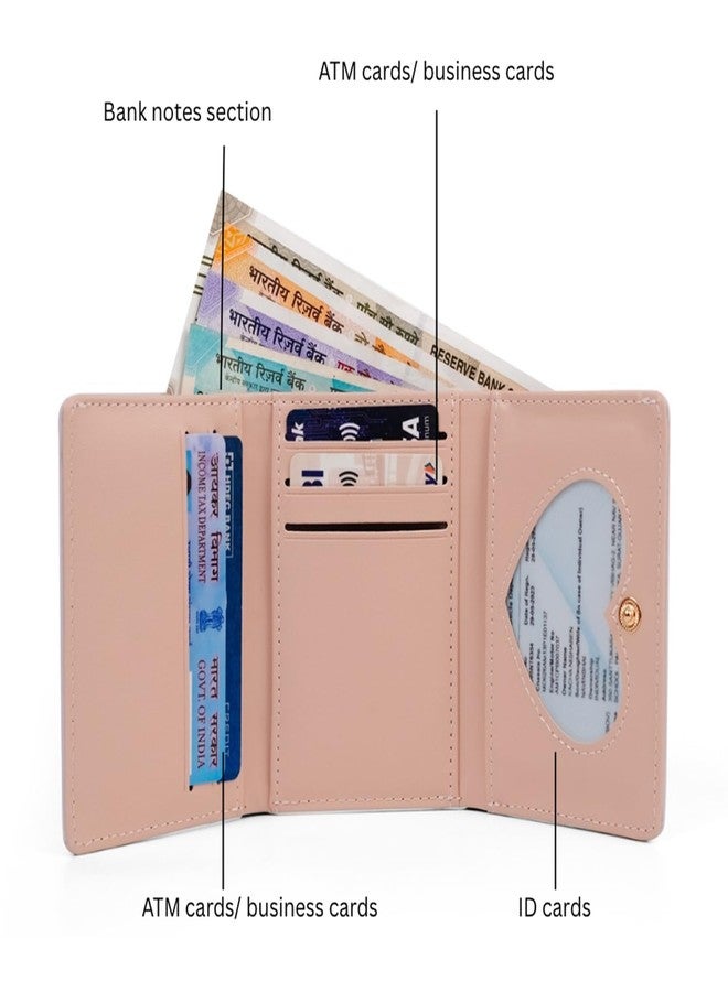 INOVERA (LABEL) Small Tri-Fold Wallet for Women, Girls - Faux Leather Cash, Coin, Card Holder Wallets - Cute Bear and Cherry Print Mini Hand Purse (White) - Image 4